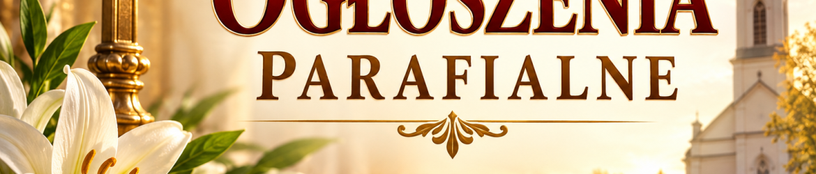 Ogłoszenia parafialne z Biblią i krzyżem